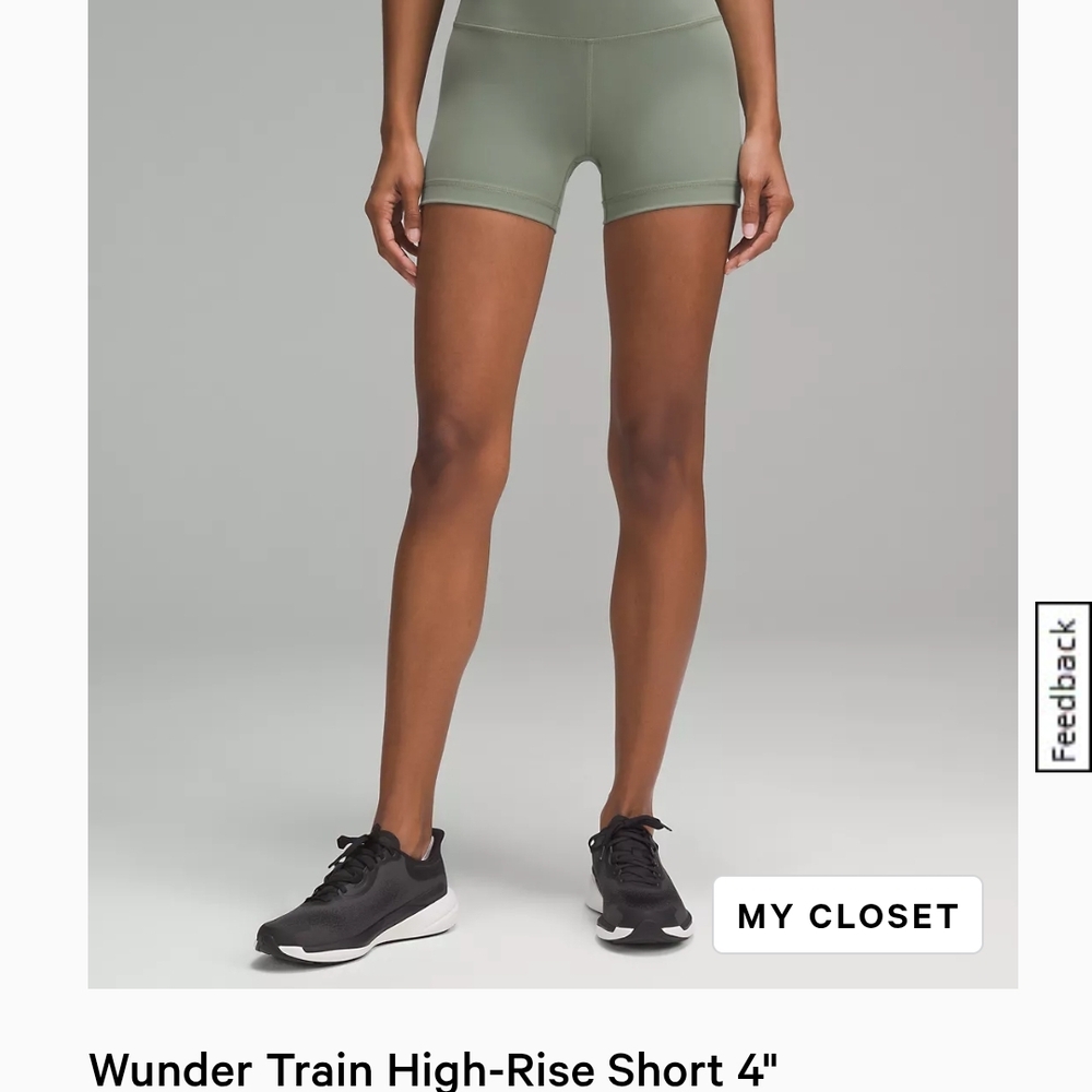 lululemon athletica Wunder Train HR Shorts 4" Size 8 Grey Eucalyptus